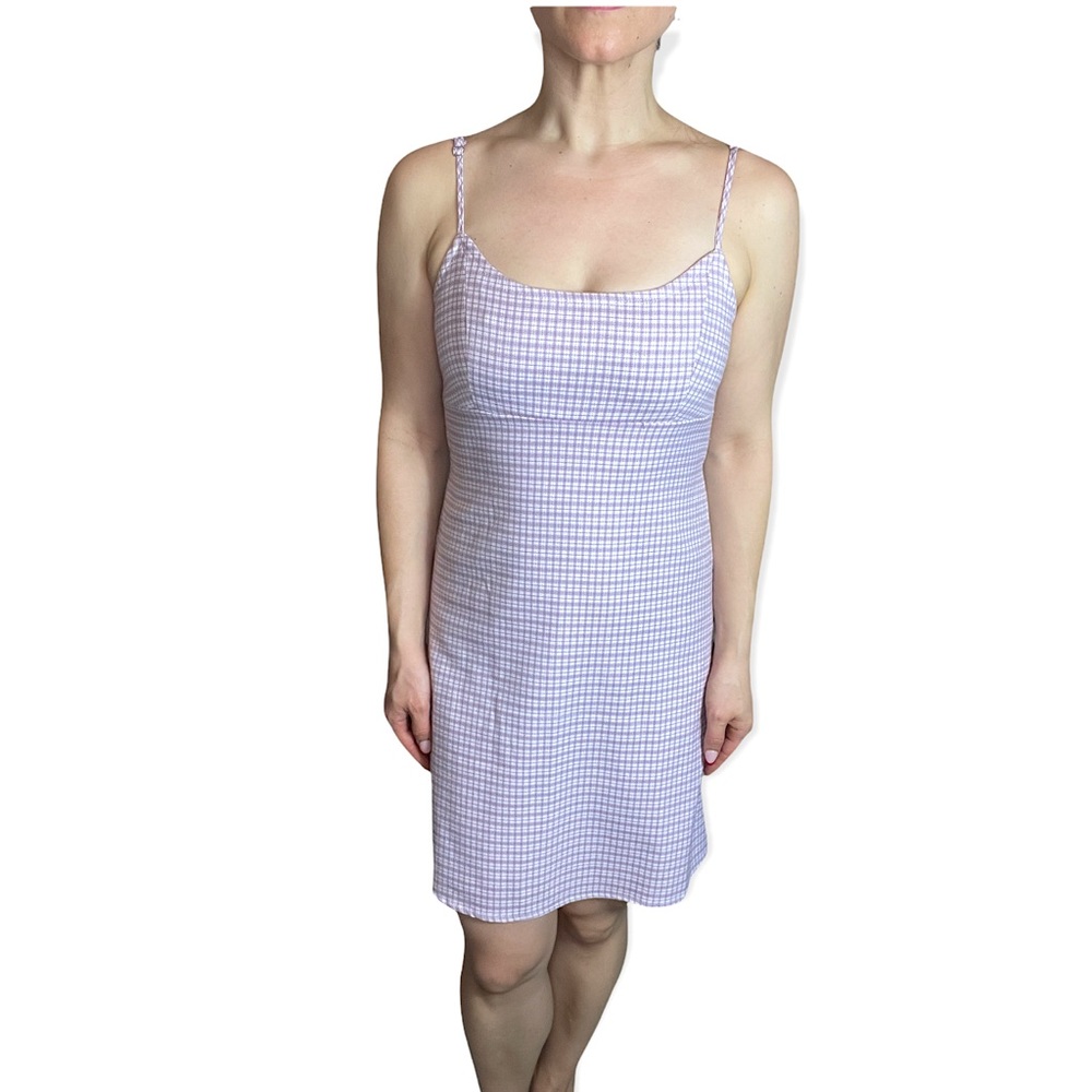 John Galt / Brandy Melville Lilac Plaid Shift Dress with Tie Back